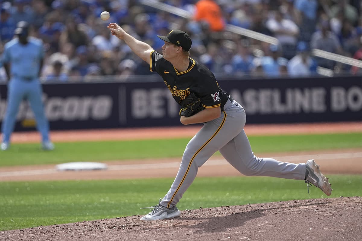 Pittsburgh Pirates starting pitcher Mitch Keller (23) throws against the Toronto Blue Jays during the fourth inning at Rogers Centre.