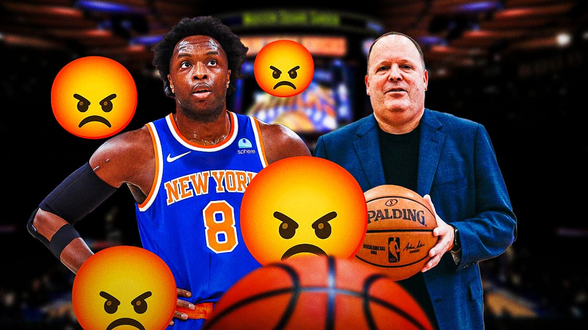 OG Anunoby with angry emojis by him. Leon Rose.