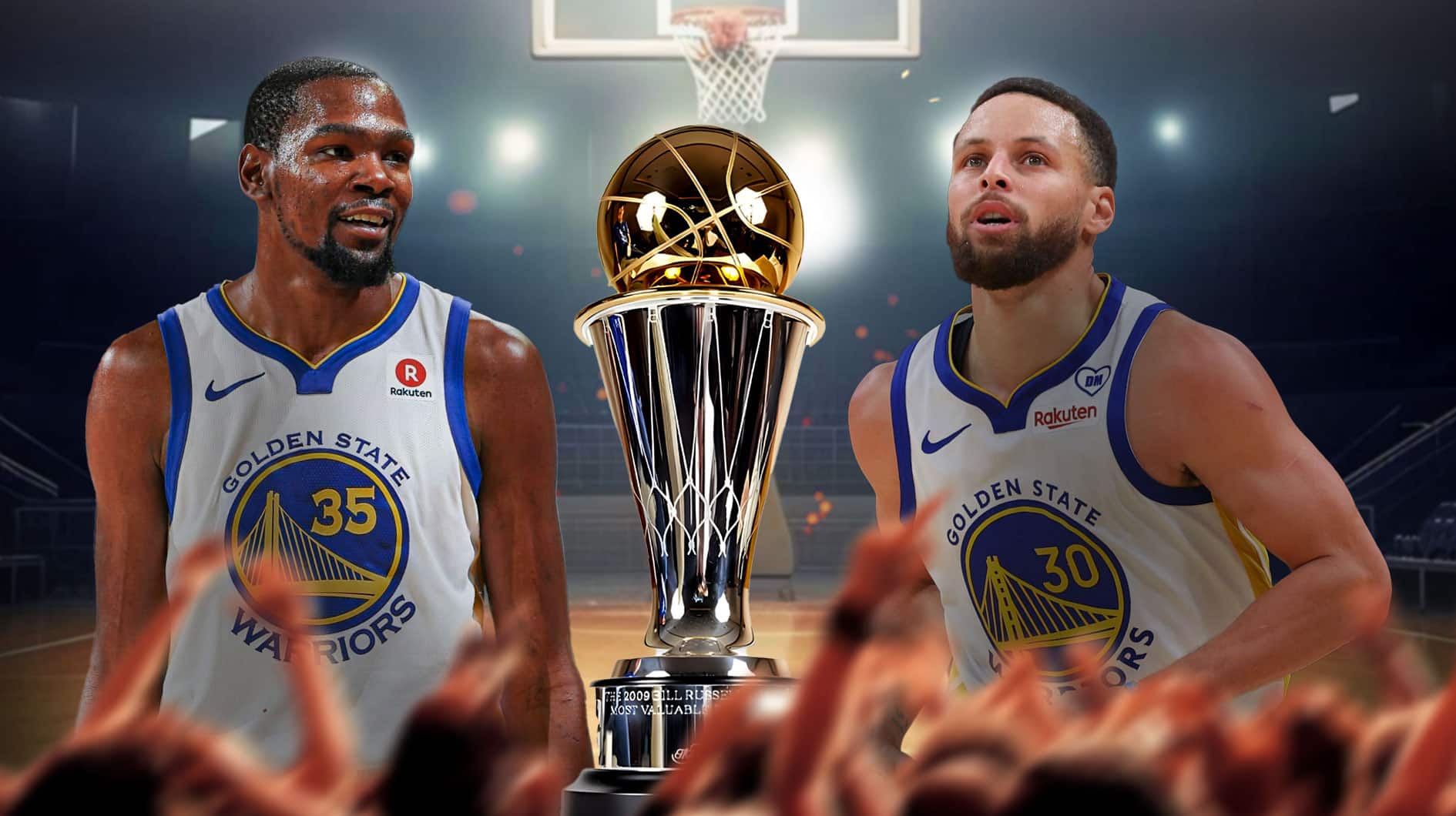 Golden State Warriors Stephen Curry Kevin Durant Finals MVP trophy