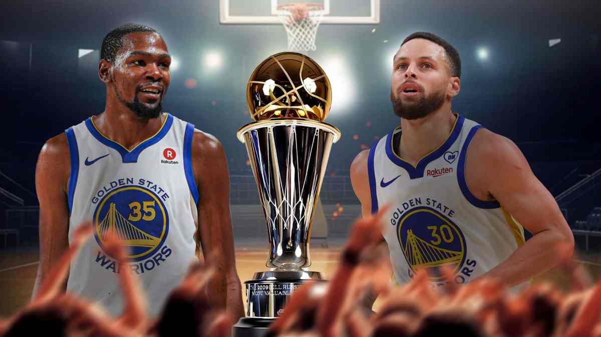 Golden State Warriors Stephen Curry Kevin Durant Finals MVP trophy