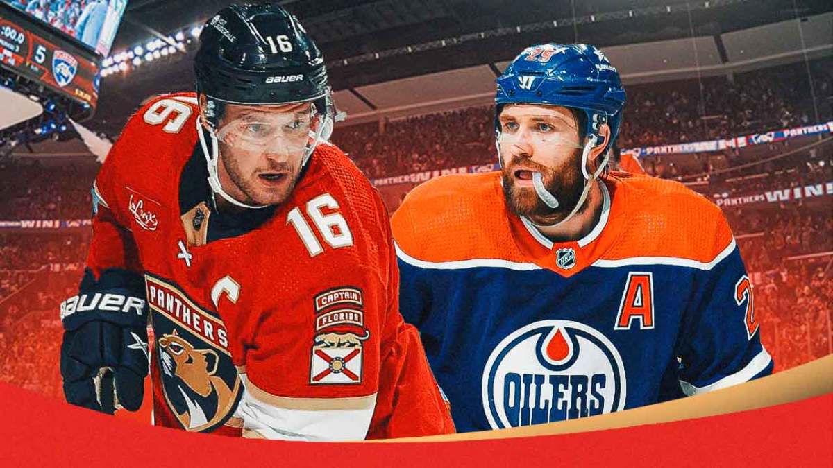 Panthers' Aleksander Barkov leaving the Stanley Cup Final after a hit from Oilers star Leon Draisaitl.