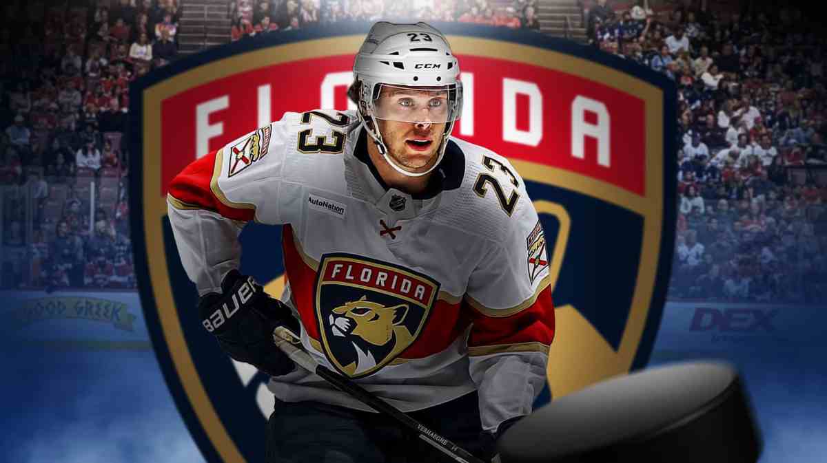 Carter Verhaeghe helping the Panthers win Game 1 of the Stanley Cup Final.