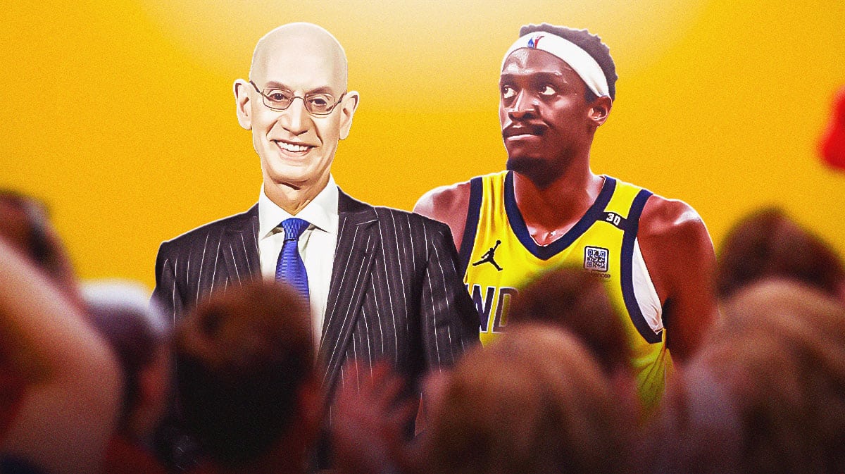 Pascal Siakim and Adam Silver. Siakim wondering about Cameroon and the Olympics.