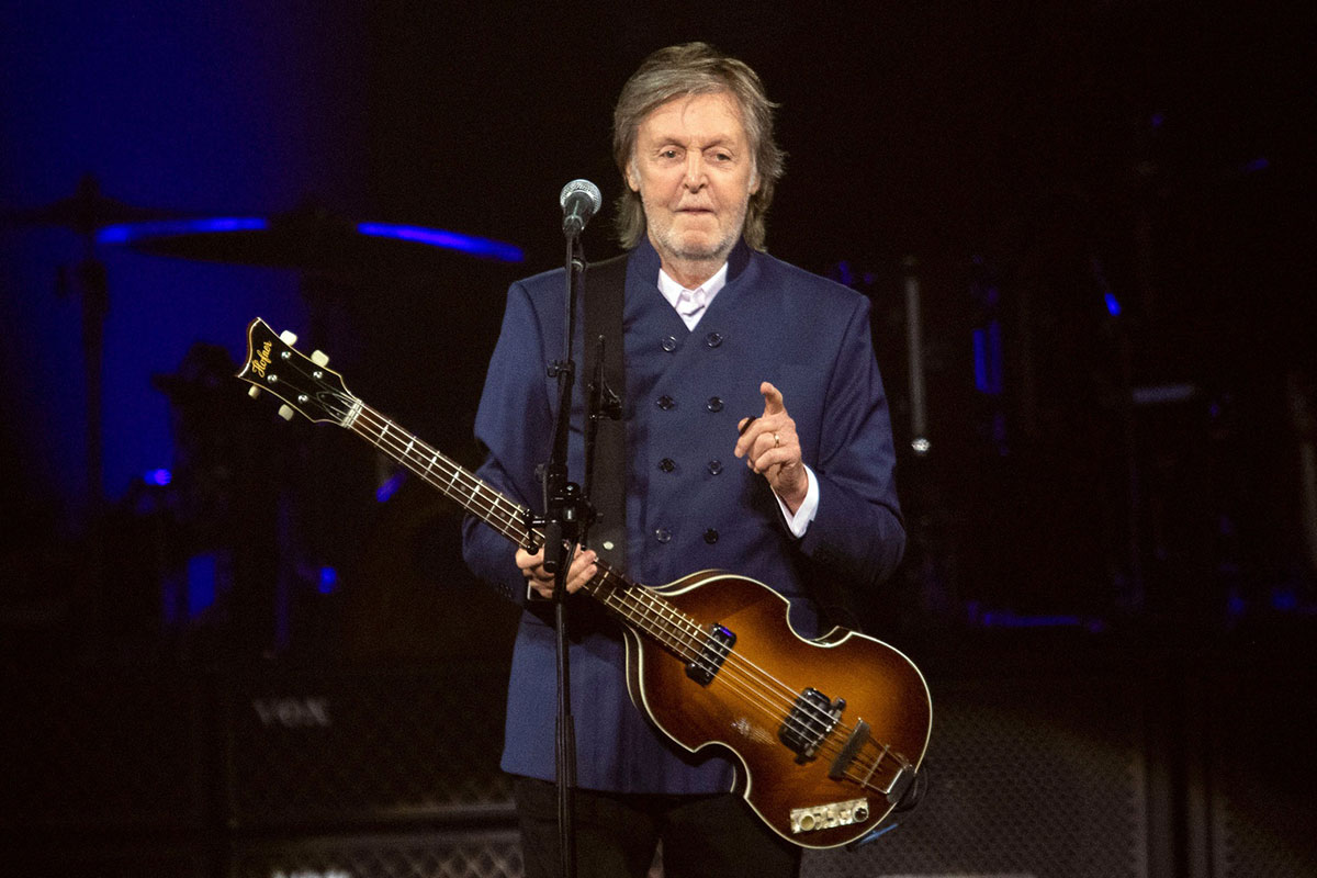 Paul McCartney performing on the 'Got Back' tour on May 31, 2022.