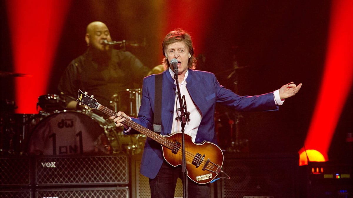 Paul McCartney performing on the "One on One" tour in 2016.