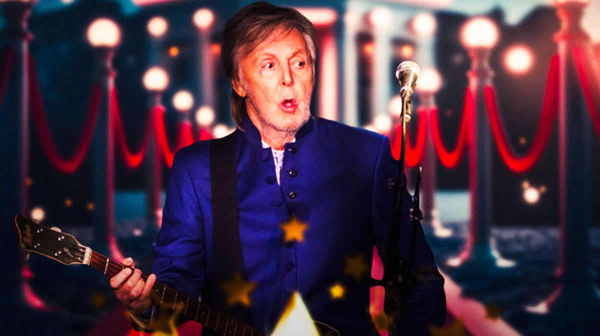Beatles and Wings icon Paul McCartney playing bass.
