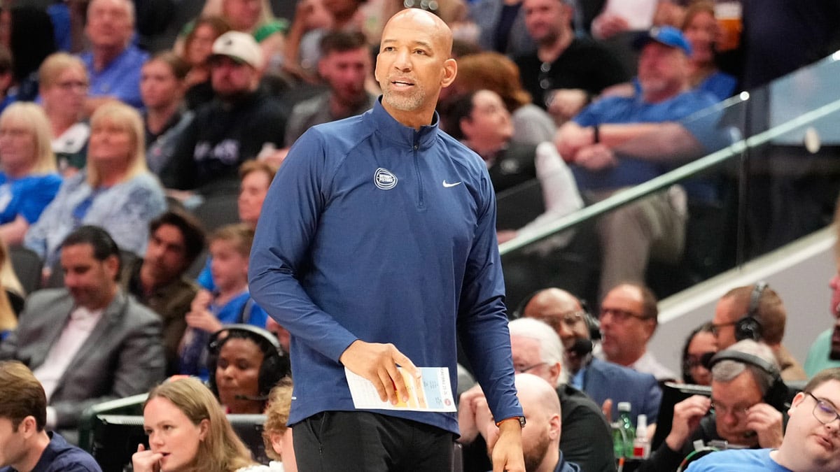 Detroit Pistons head coach Monty Williams looks on during the game against the Dallas Mavericks American Airlines Center.