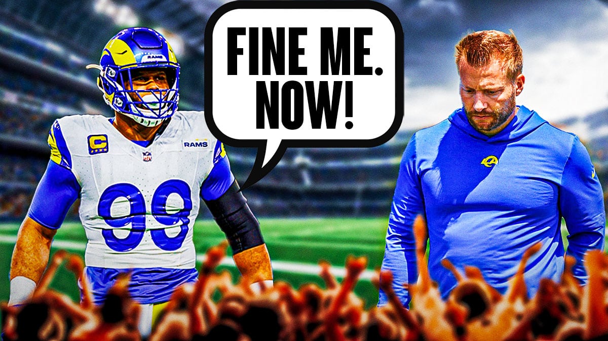 Los Angeles Rams head coach Sean McVay being told to fine Aaron Donald
