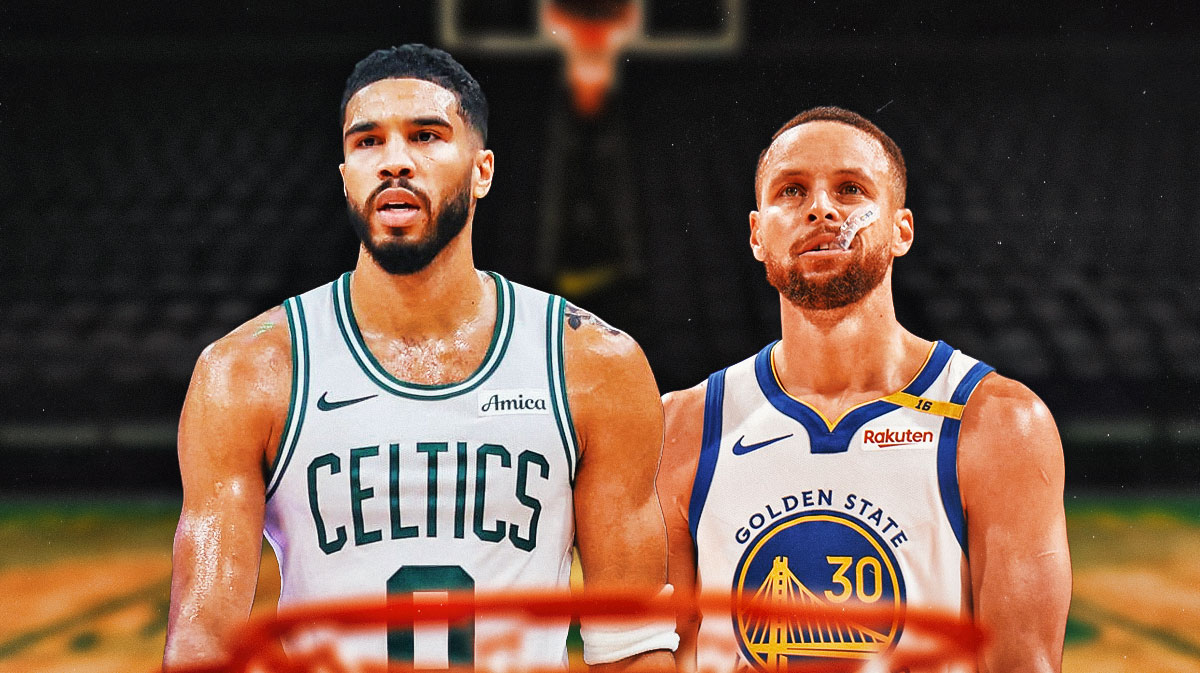 Jayson Tatum of the Boston Celtics and Stephen Curry of the Golden State Warriors.