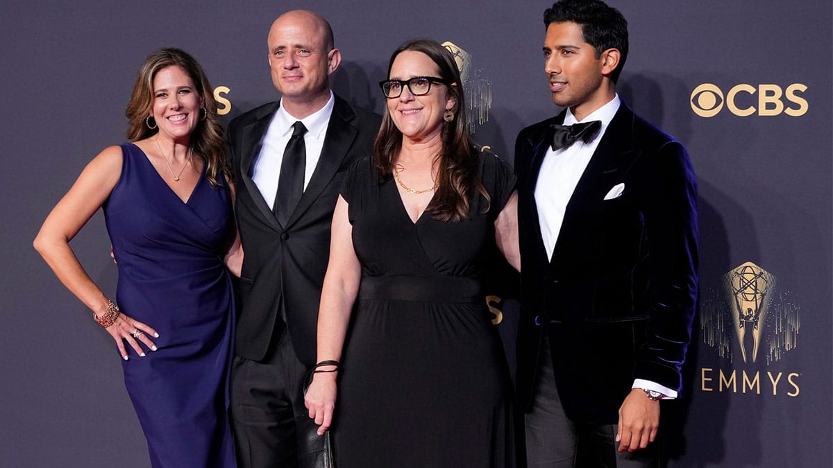 Rebecca Sonnenshine, Eric Kripke, Michaela Starr and Pavun Shetty of The Boys at Emmys in 2021.