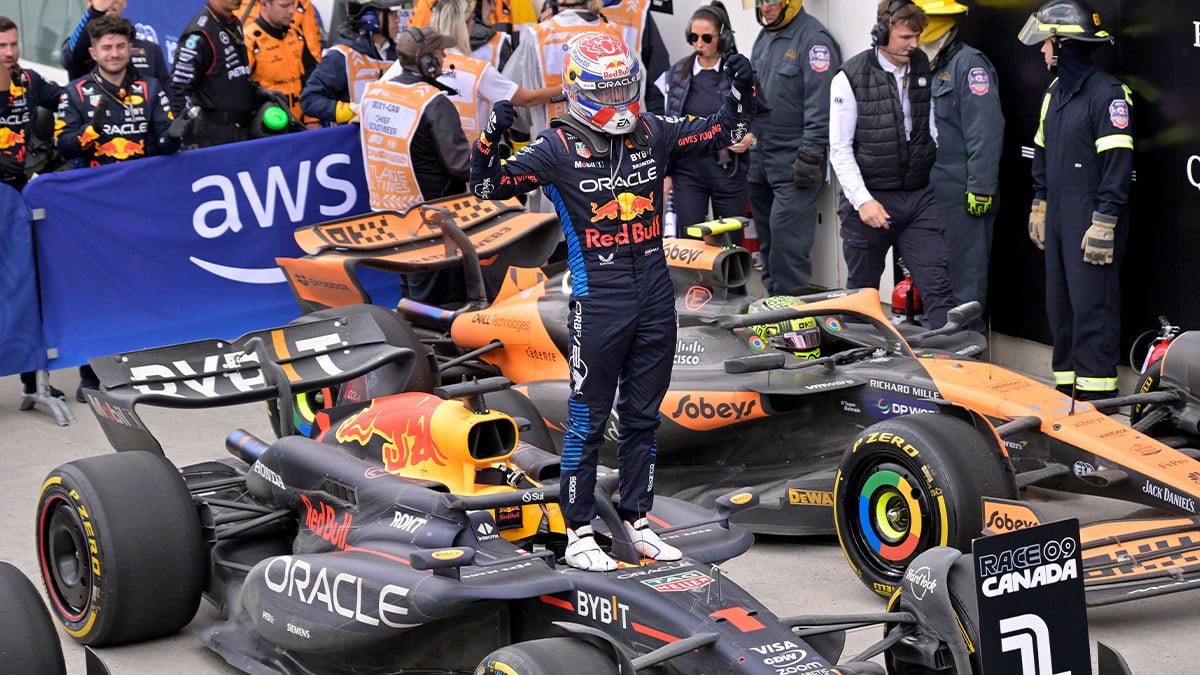 Jun 9, 2024; Montreal, Quebec, CAN; Red Bull Racing driver Max Verstappen (NED) wins the Canadian Grand Prix at Circuit Gilles Villeneuve. Mandatory Credit: Eric Bolte-USA TODAY Sports