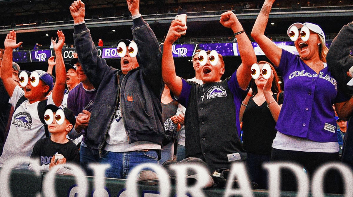 Rockies fans all excited with their eyes bugging out.