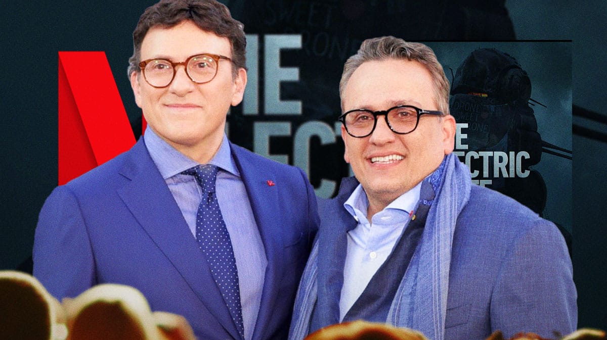 The Russo brothers with a Netflix logo.