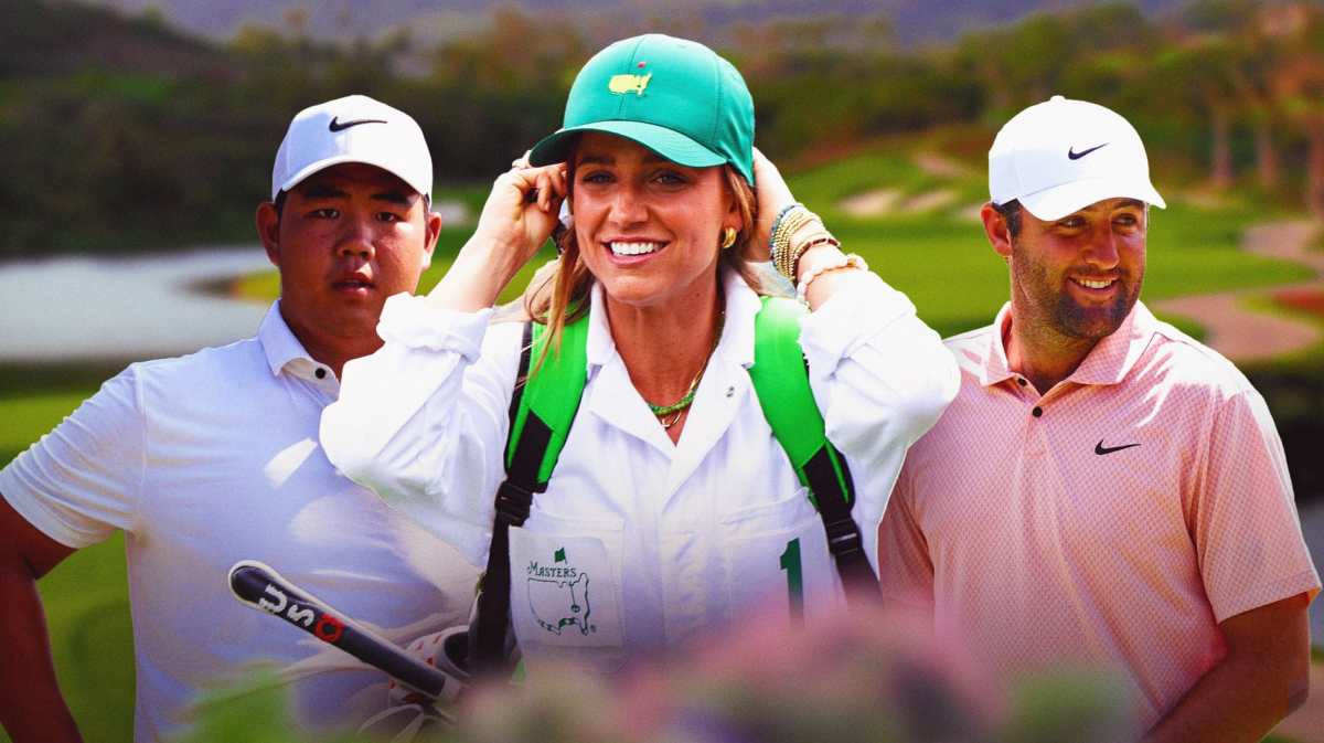 PGA Tour legend Scottie Scheffler with Tom Kim and Meredith Scheffler amid Travelers Championship