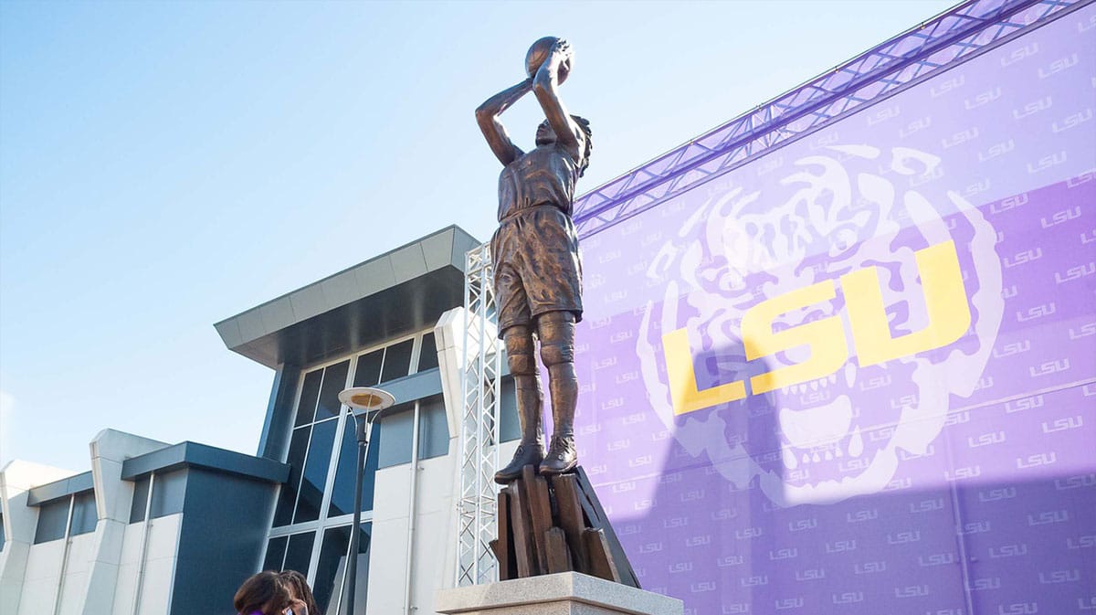 Statue unveiling ceremony for Seimone Augustus outside of the Pete Marovich center on the campus of LSU