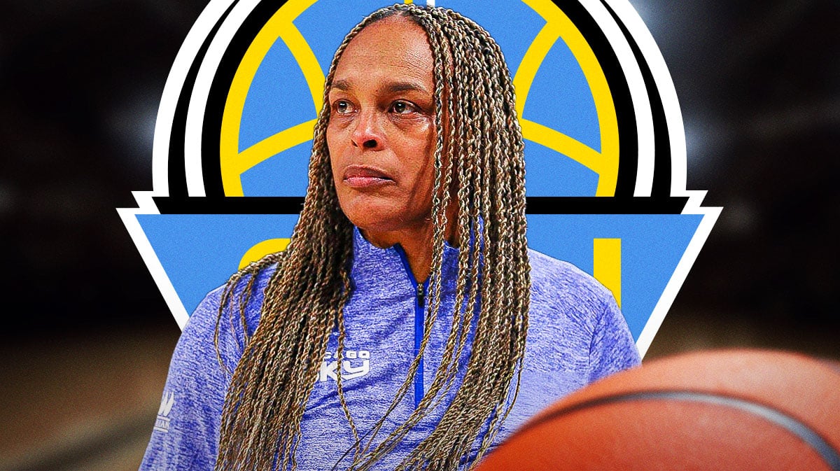 Sky's Teresa Weatherspoon stands on sideline after Dream, Sun games, Dana Evans in background