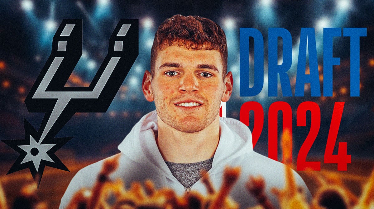 Donovan Clingan image, San Antonio Spurs logo, NBA Draft