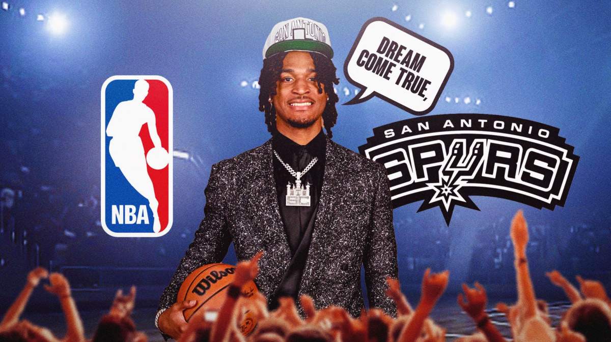 Stephon Castle image with bubble that says "Dream Come True," Spurs logo, NBA logo