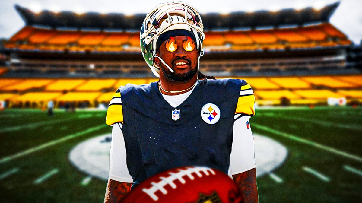 Cordarrelle Patterson in a Steelers uniform with fire on his eyes