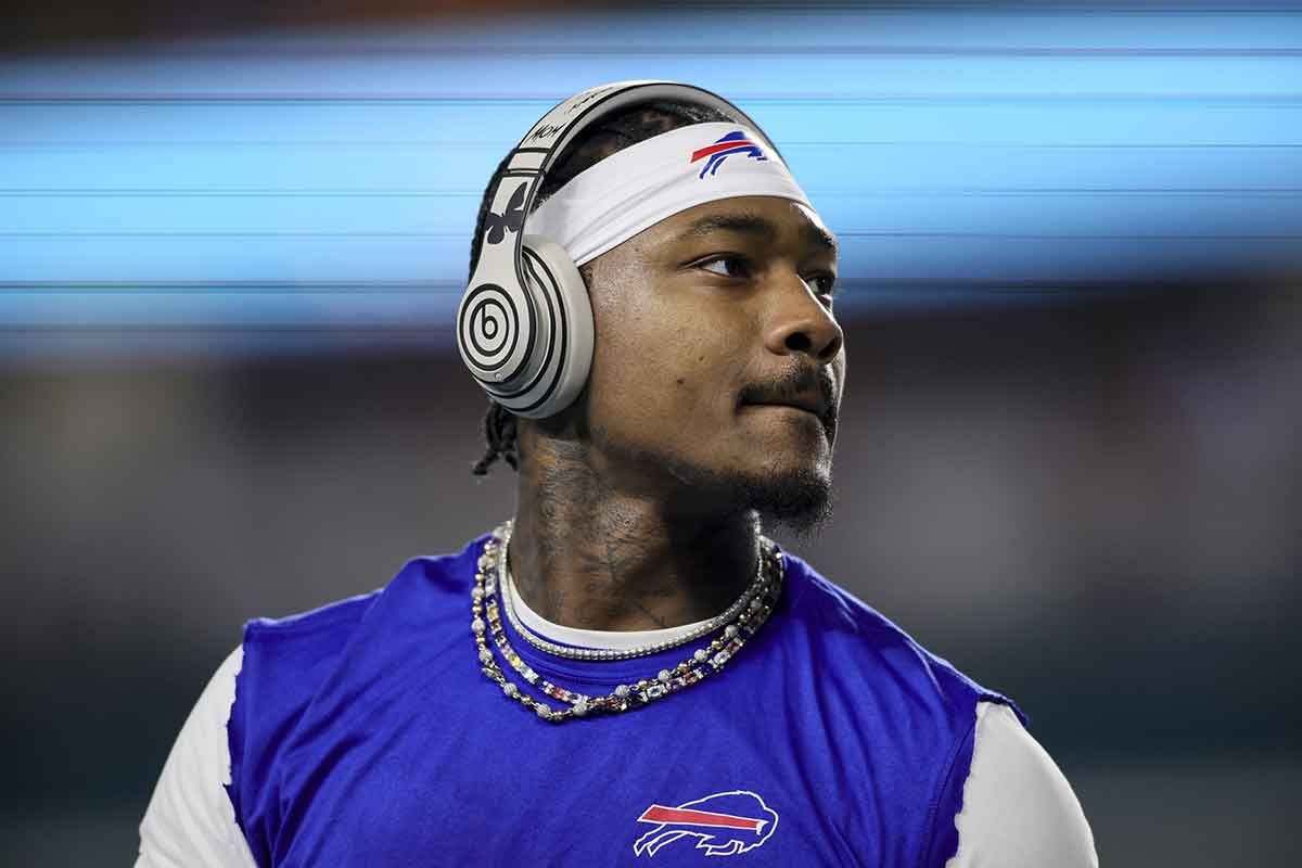Buffalo Bills wide receiver Stefon Diggs (14) looks on prior to the game against the Miami Dolphins at Hard Rock Stadium.