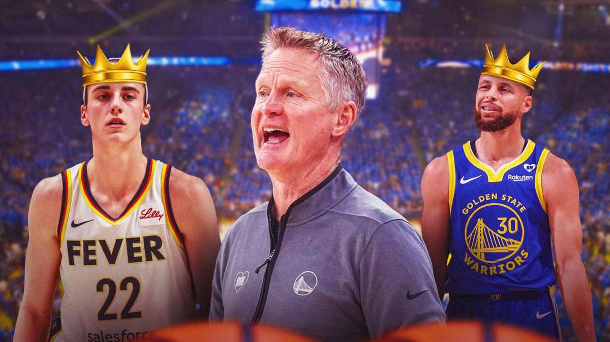 Warriors Stephen Curry and Steve Kerr with Fever Caitlin Clark