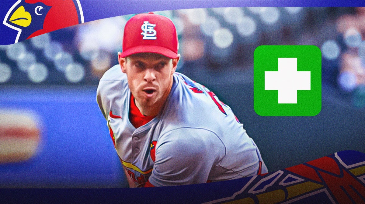 Steven Matz with green injury symbol. Busch Stadium in background