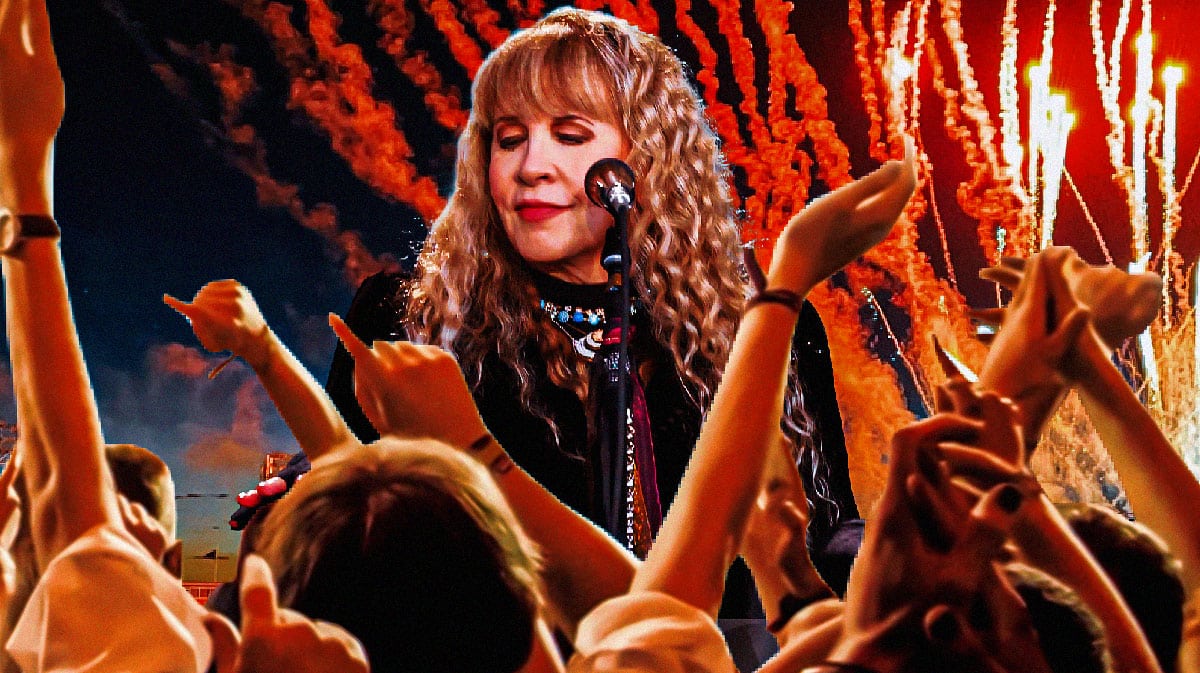 Stevie Nicks with HersheyPark Stadium background.