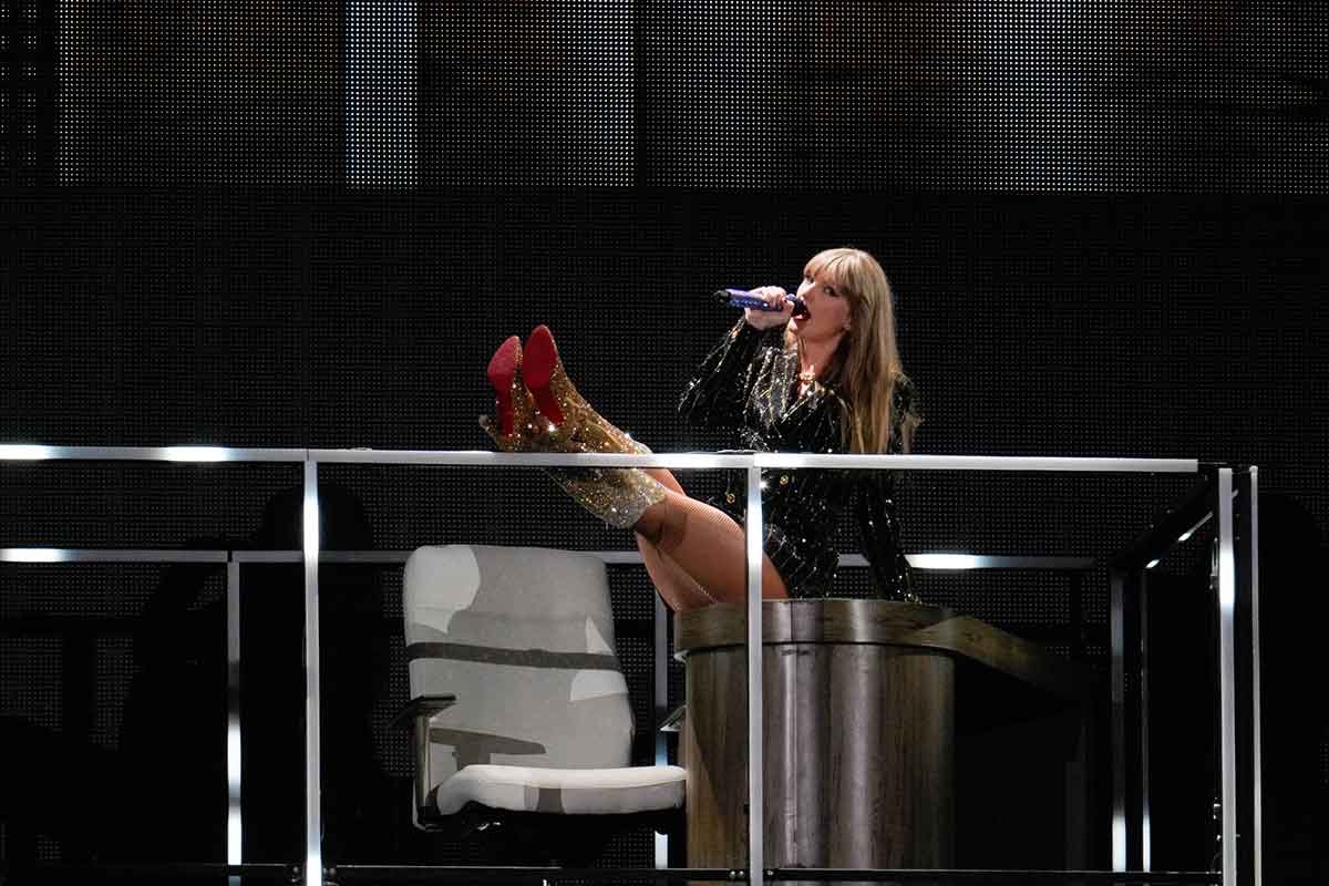 Taylor Swift performing during 'Eras' tour show on August 7, 2023.