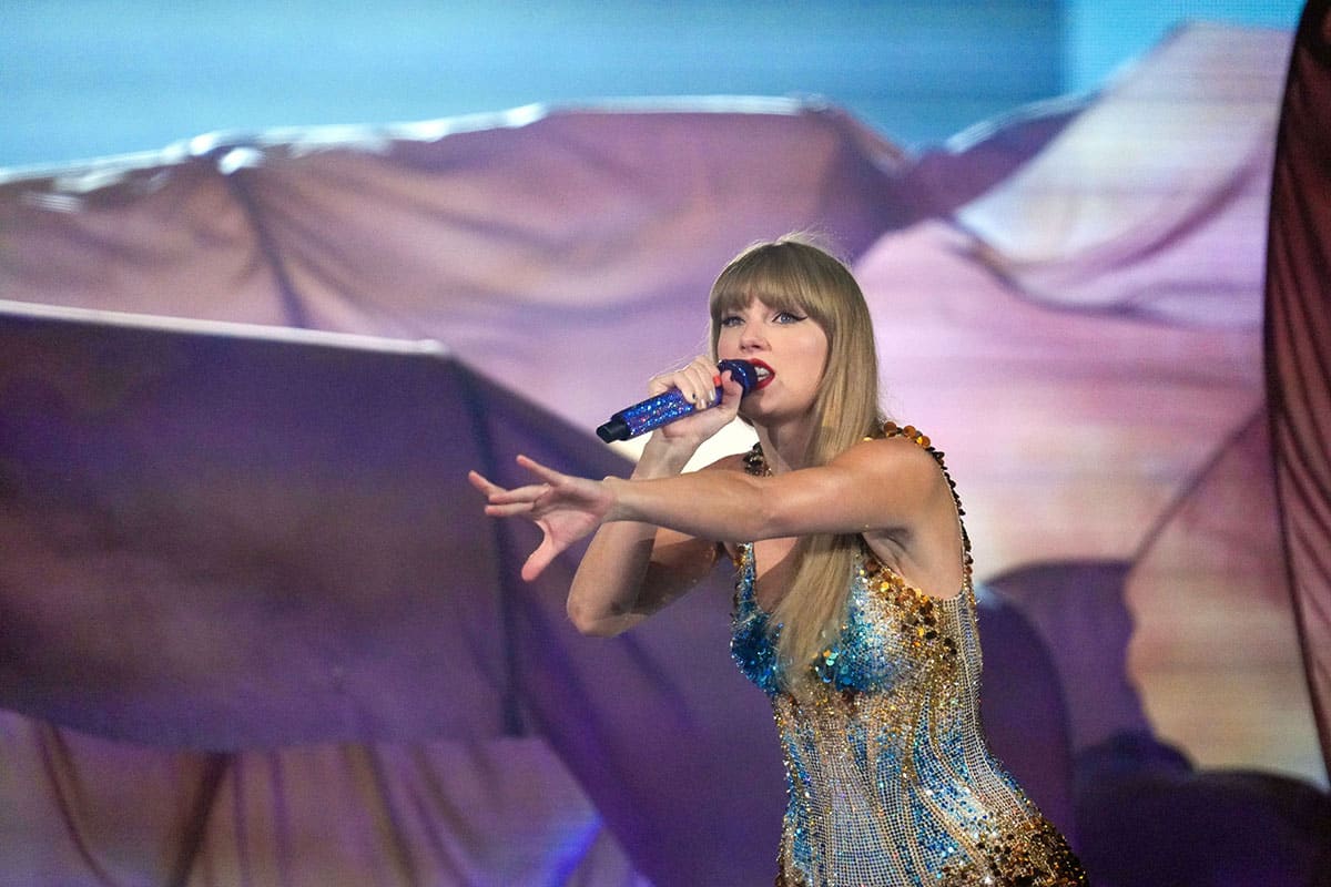 Taylor Swift performing on 'Eras' tour in Inglewood, California, on August 7, 2023.