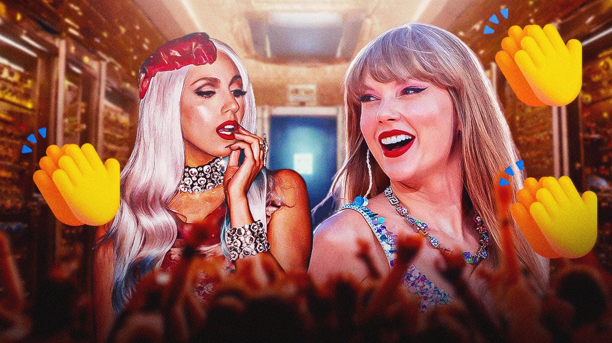 Taylor Swift and Lady Gaga with clap emojis