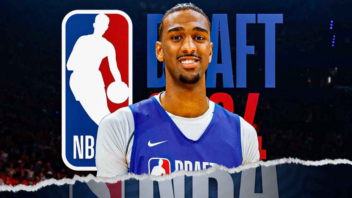 Alex Sarr next to NBA Draft logo
