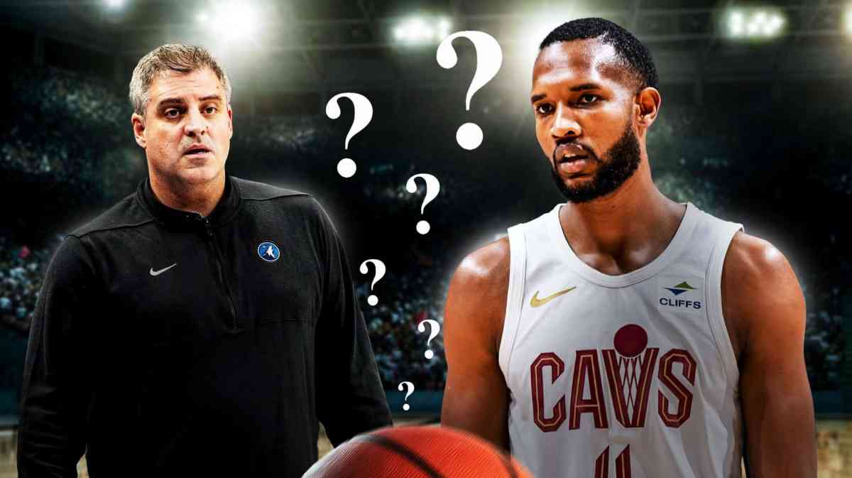 Cavs player looking at Timberwolves coach Micah Nori.