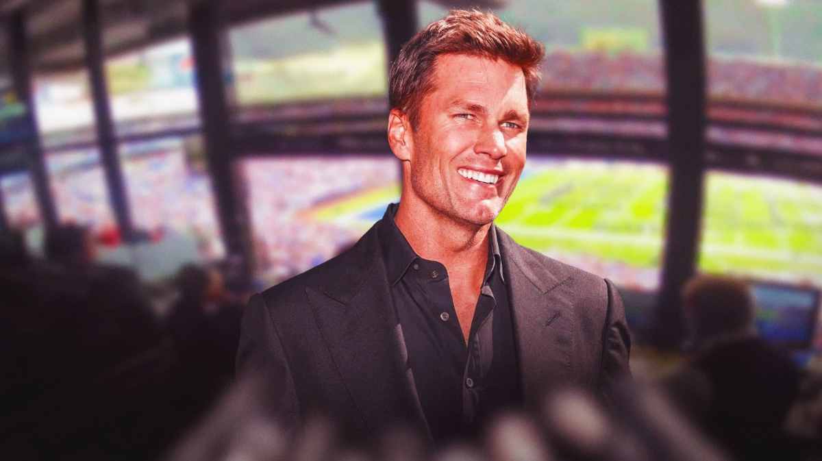 Tom Brady in the broadcasting booth.