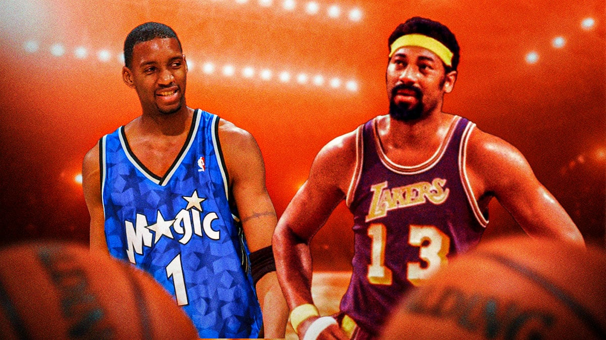 Orlando Magic star Tracy McGrady next to NBA legend Wilt Chamberlain