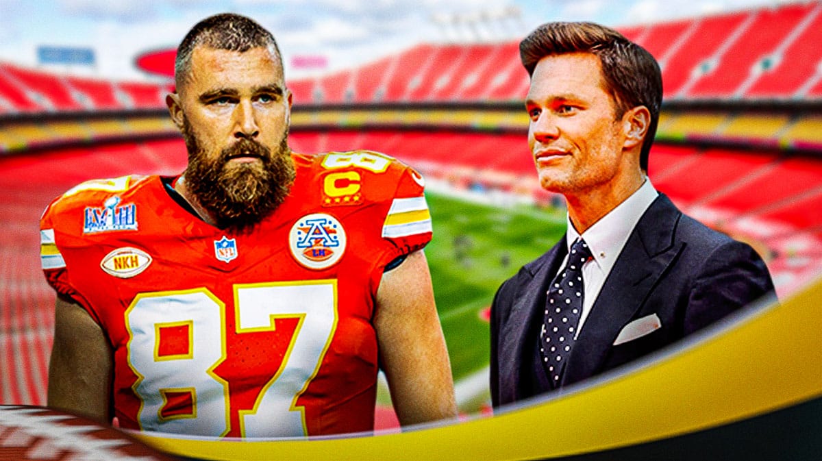 Kansas City Chiefs player Travis Kelce and former NFL player Tom Brady