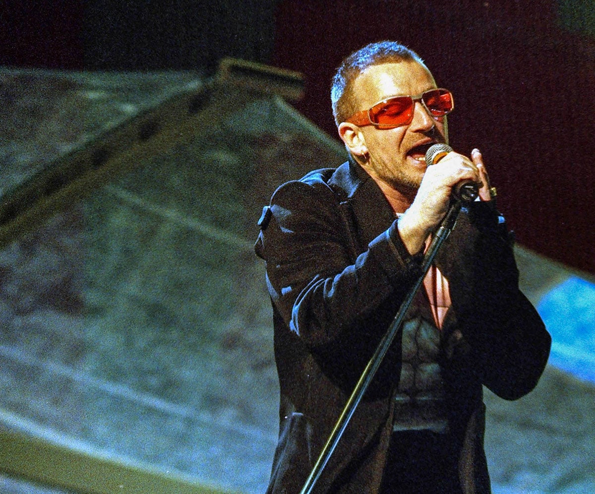 U2 singer Bono on the "PopMart" tour.