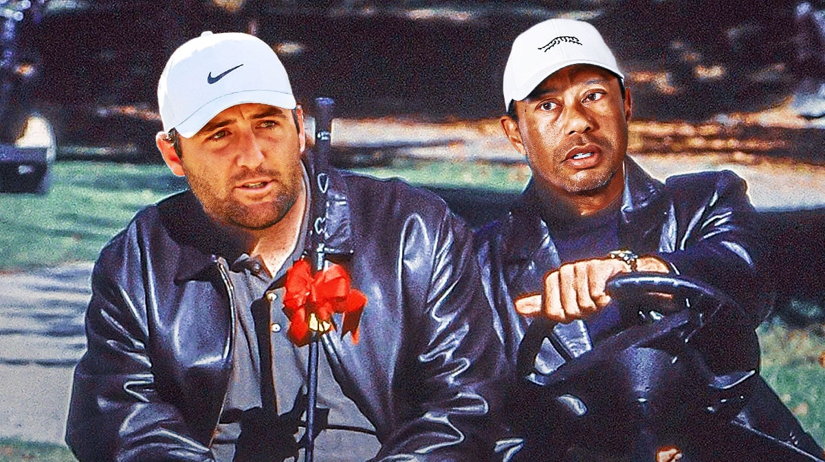 Scottie Scheffler as Tony Soprano (LEFT) and Tiger Woods as Furio (RIGHT)