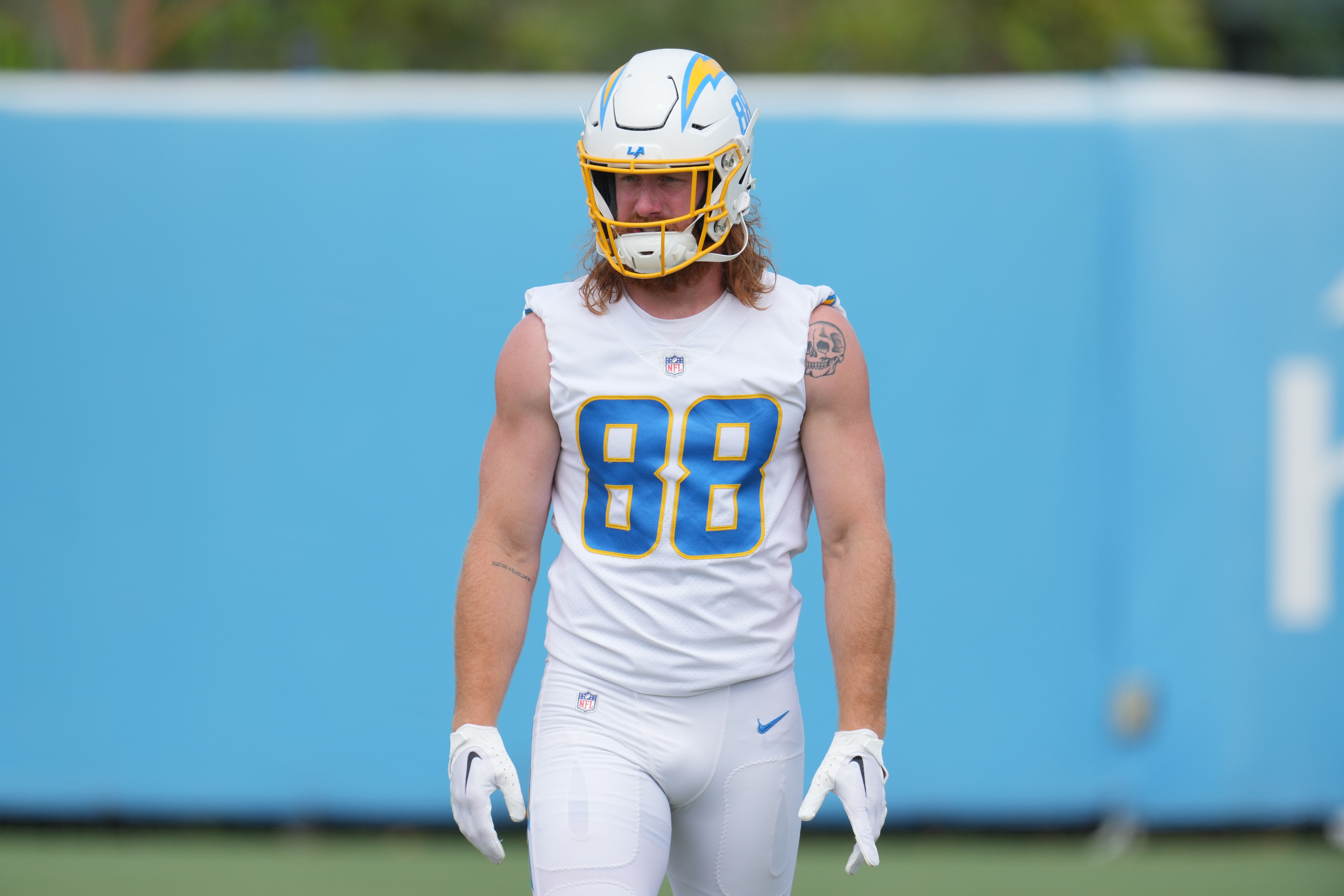 Jun 13, 2024; Costa Mesa, CA, USA; Los Angeles Chargers tight end Hayden Hurst (88) during minicamp at the Hoag Performance Center. 