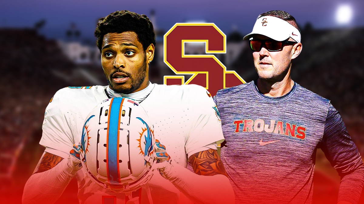 USC football Trojans HC Lincoln Riley with Dolphins Jalen Ramsey