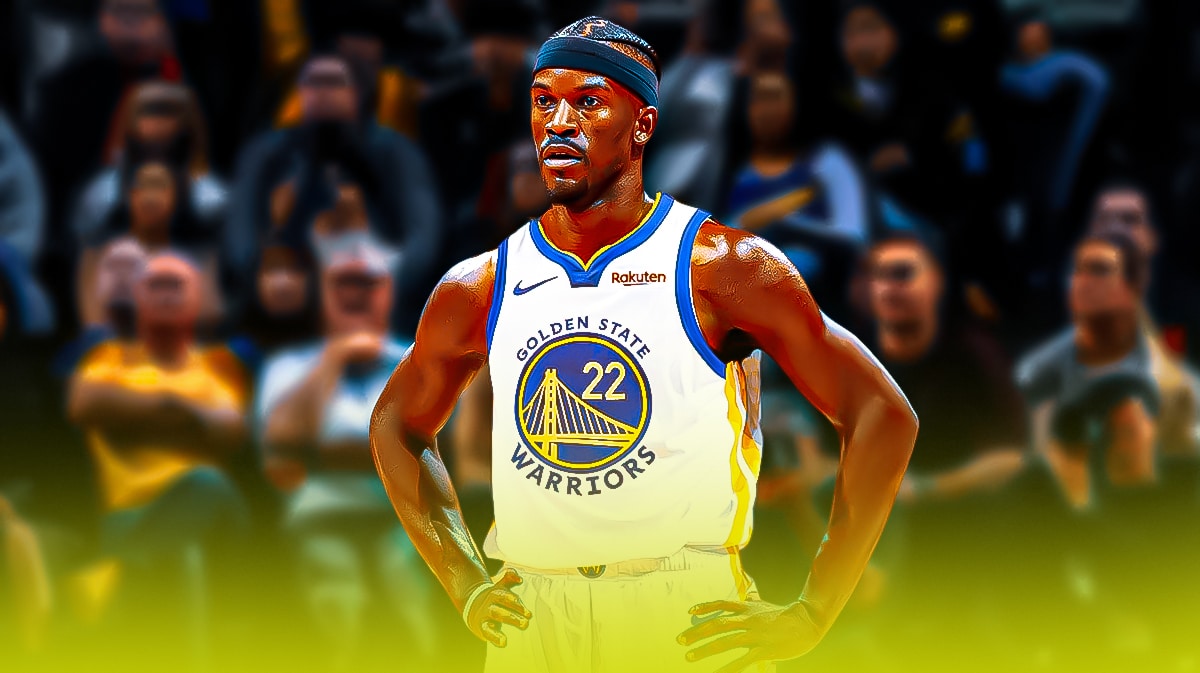 Jimmy Butler in a Warriors jersey.