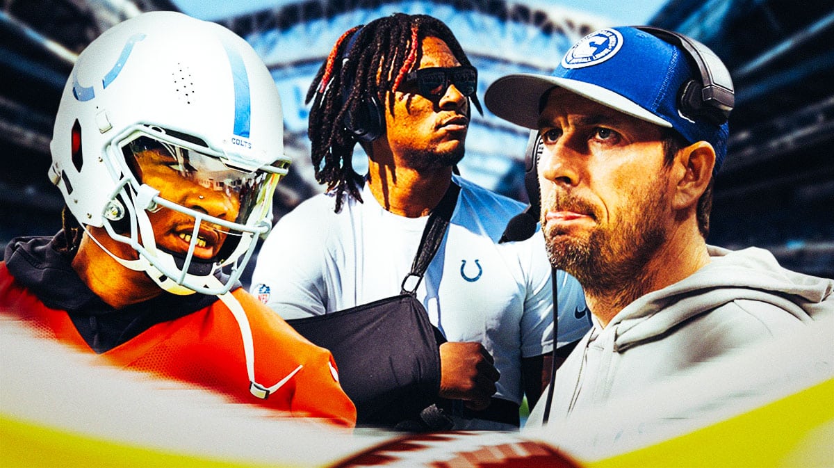 Indianapolis Colts quarterback Anthony Richardson and head coach Shane Steichen