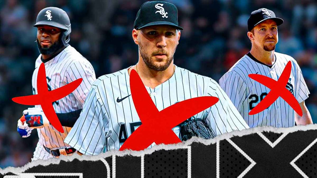 Garrett Crochet, Erick Fedde and Luis Robert Jr. all in Chicago White Sox uniforms