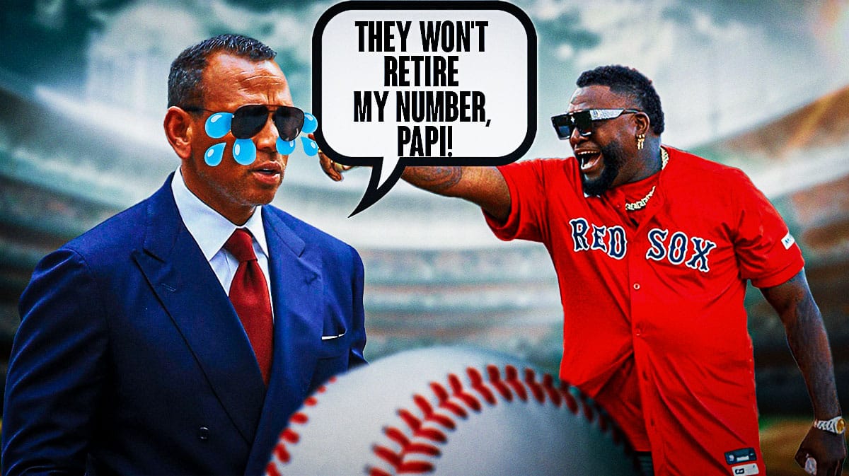 Alex Rodriguez cries and says "they won't retire my number, papi!" as David Ortiz laughs at him