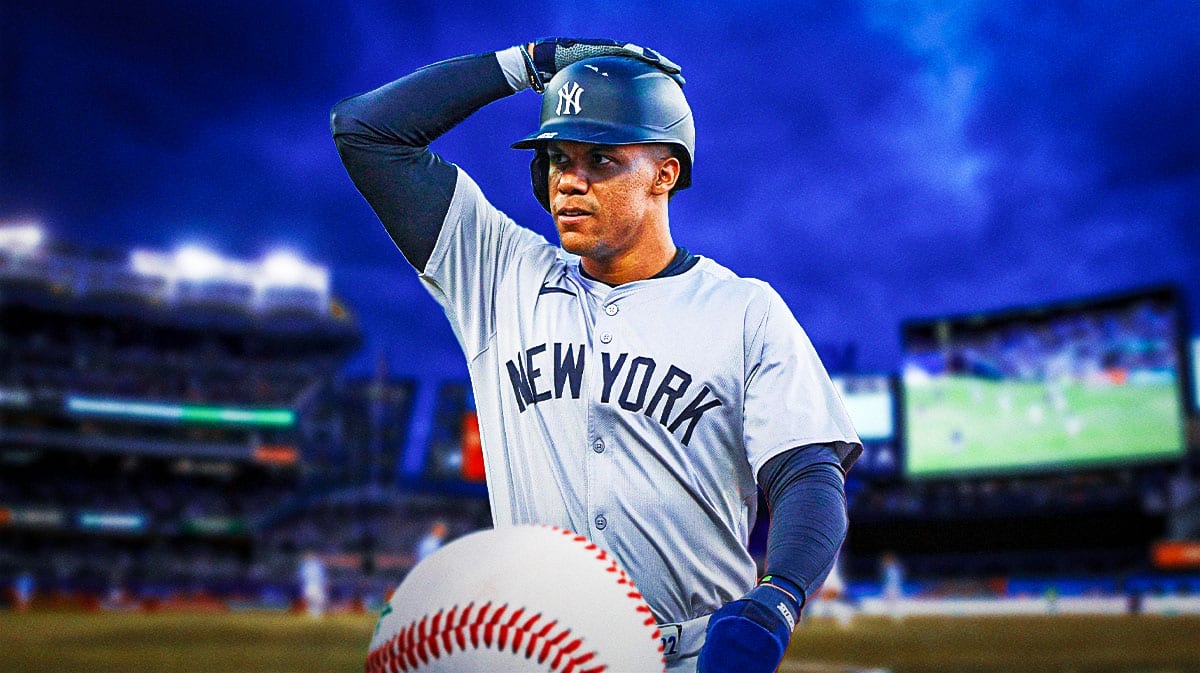 Juan Soto with Yankee Stadium in background