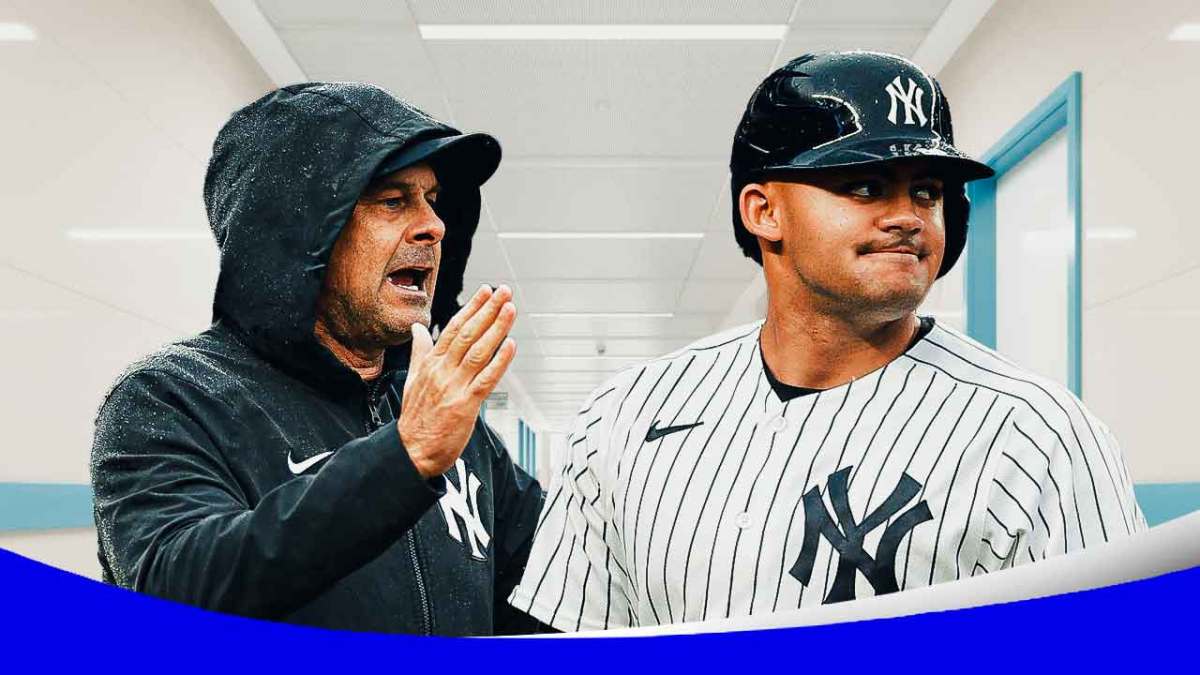 Yankees led by Aaron Judge and Aaron Boone with RailRiders Jasson Dominguez