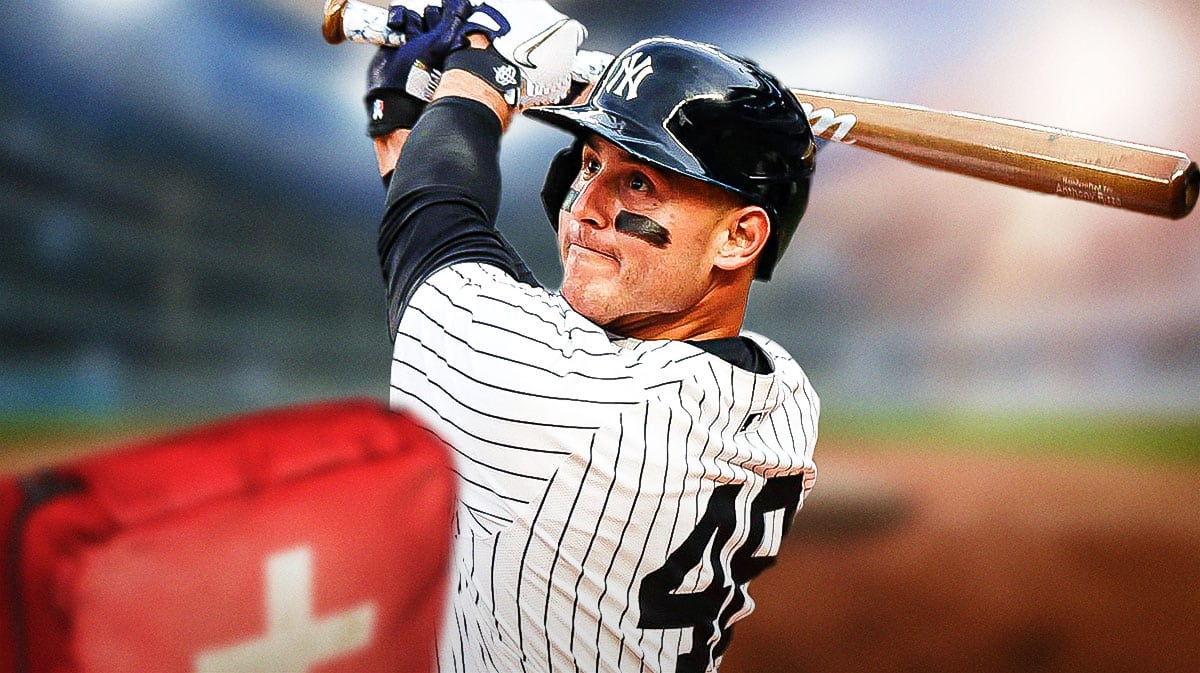 New York Yankee Anthony Rizzo with a medical bag on him.