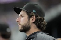 Arizona Diamondbacks pitcher Zac Gallen looks on during the seventh inning against the Texas Rangers at Globe Life Field.