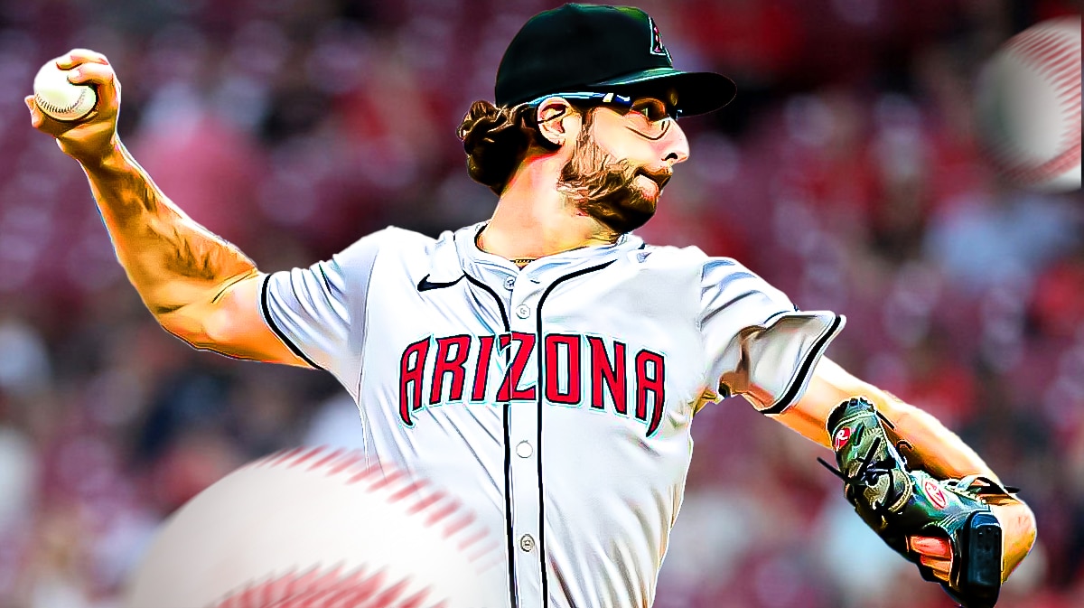 Zac Gallen in Arizona Diamondbacks jersey throwing baseball