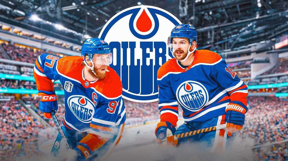 Zach Hyman and Connor McDavid after the Oilers win.