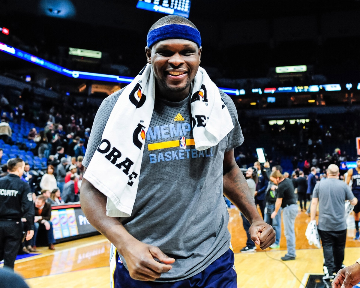 Memphis Grizzlies forward Zach Randolph (50) walks off the court after the game against the Minnesota Timberwolves at Target Center. The Grizzlies won 107-99